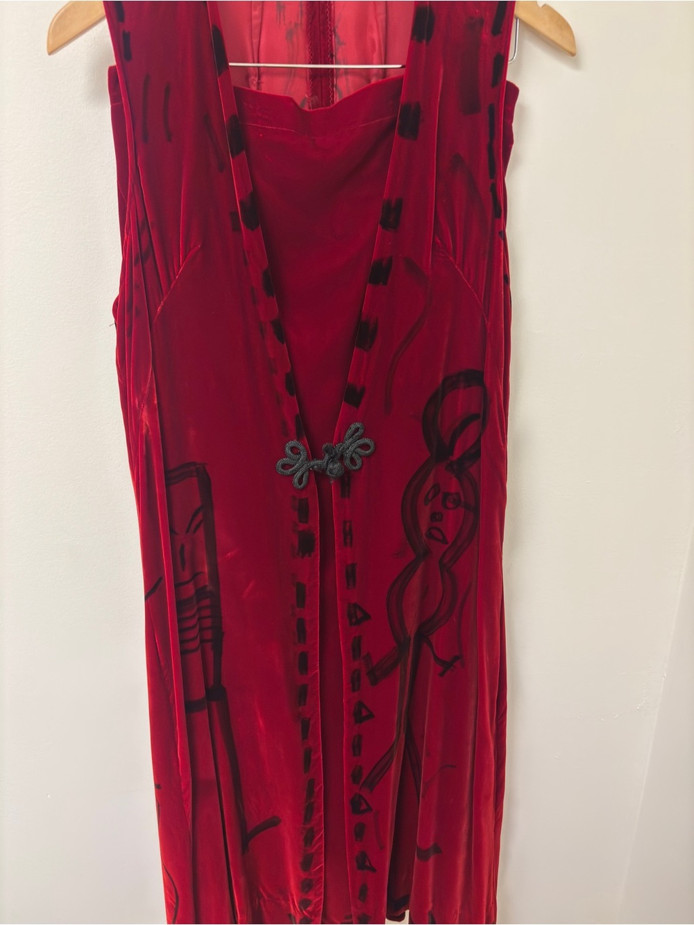 Red Maxi Dress with Decorative Toggle